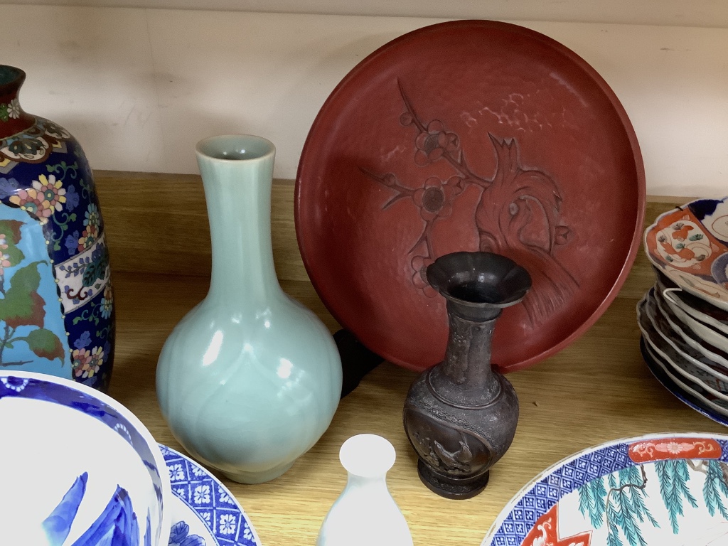 A quantity of Japanese Imari, a cloisonne vase, etc.